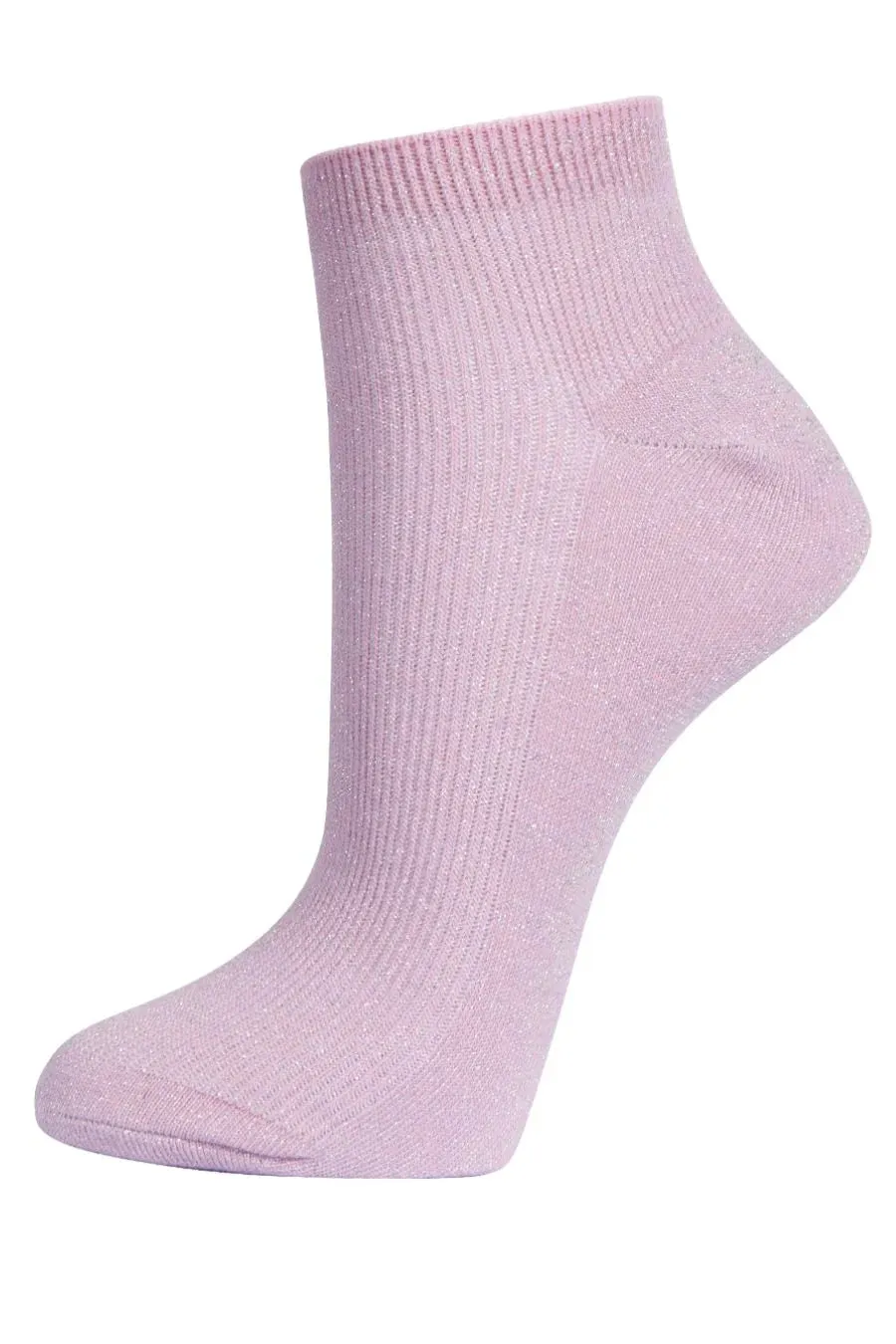 Glitter Anklet Socks - Silver Pink