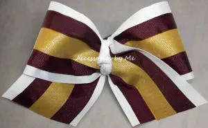 Glitter Maroon Gold White Cheer Bow