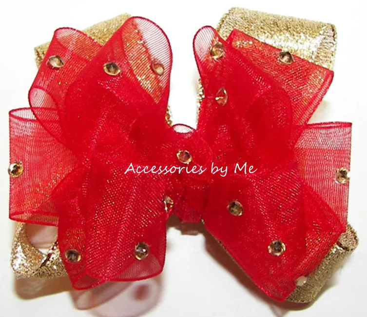 Glitzy Red Gold Hair Clip