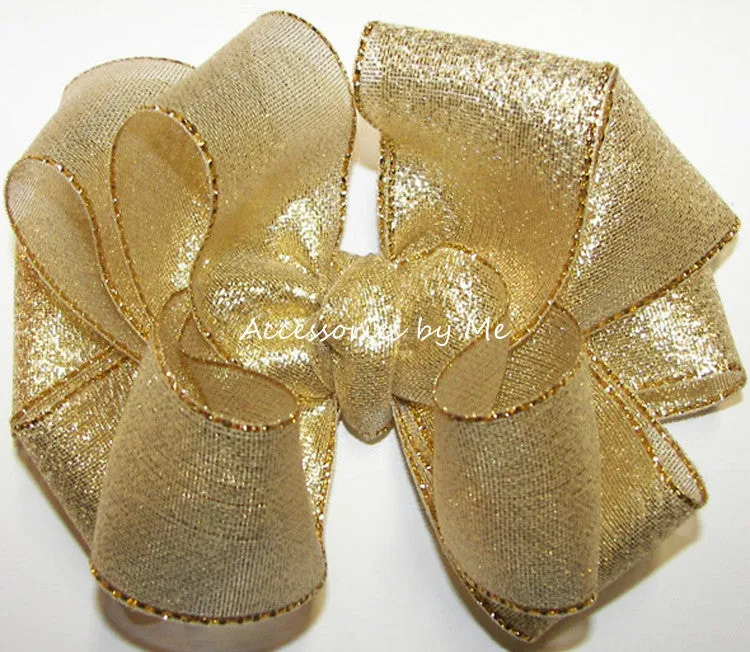 Gold Metallic Hair Bow