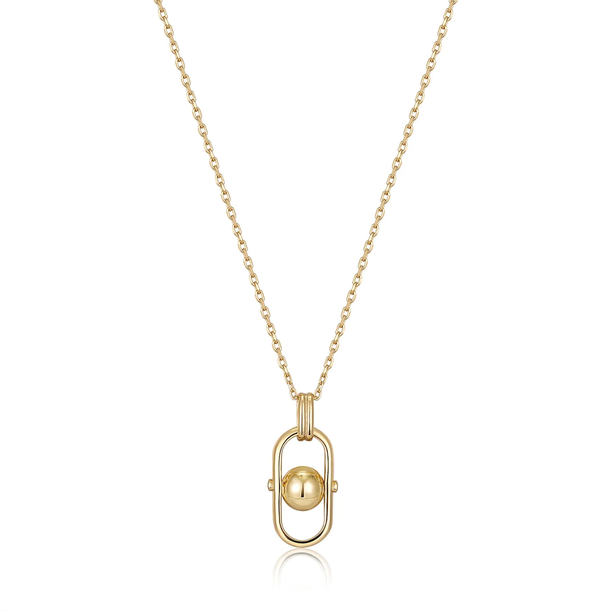 Gold Orb Link Drop Pendant Necklace