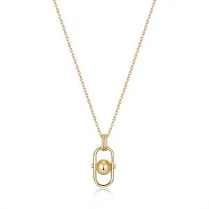 Gold Orb Link Drop Pendant Necklace