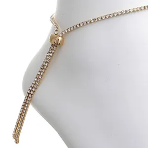 Gold Rhinestone Slider Anklet - Ankle Bracelet