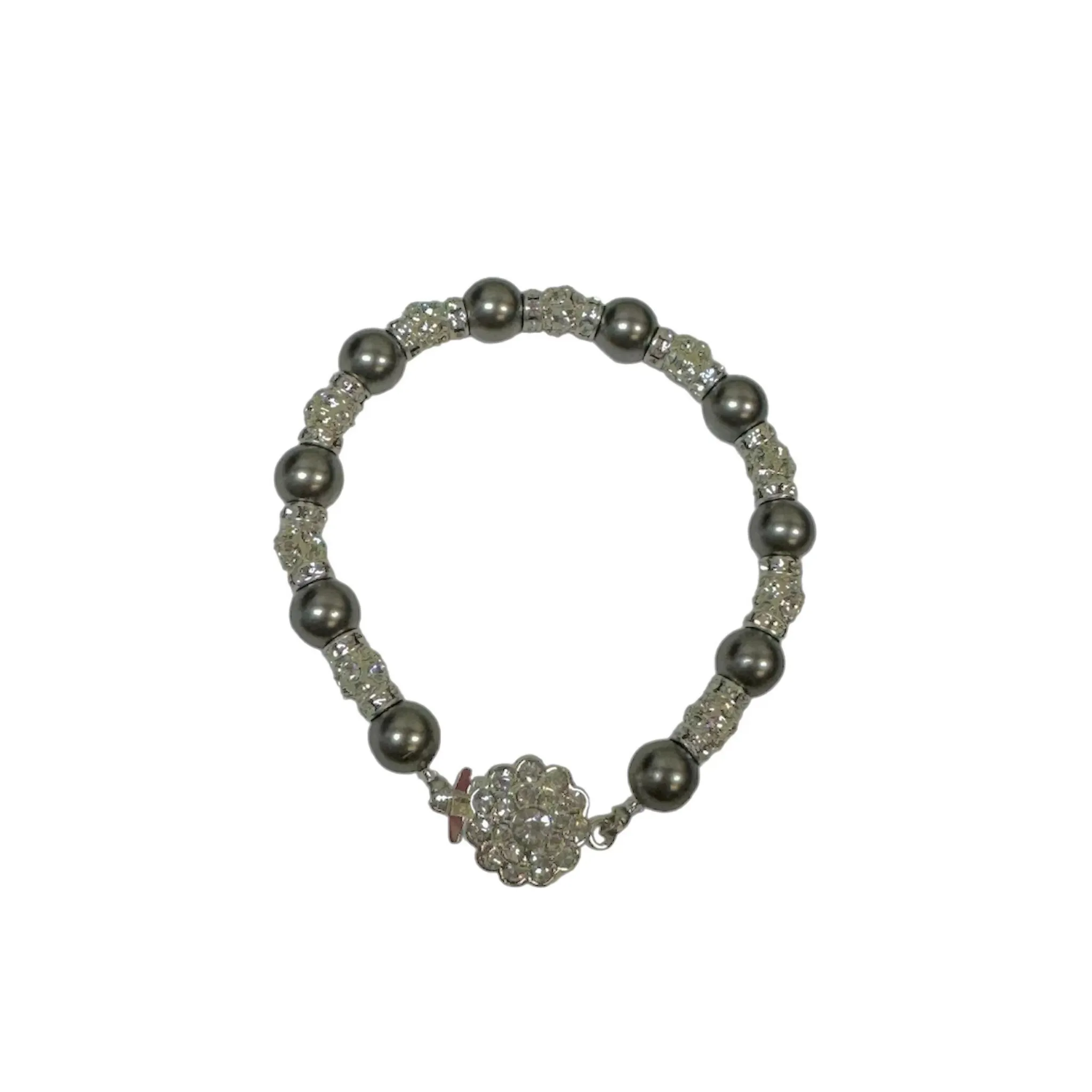 Grey pearl and cz bracelet