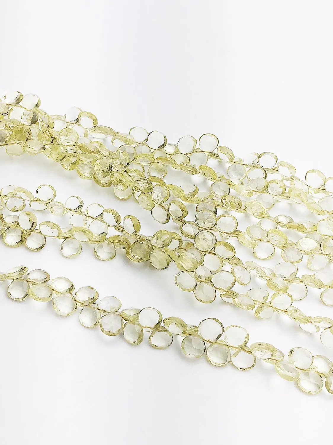 HALF OFF SALE - Lemon Quartz Flat Faceted Round Drop Gemstone Beads, Full Strand, Semi Precious Gemstone, 8"