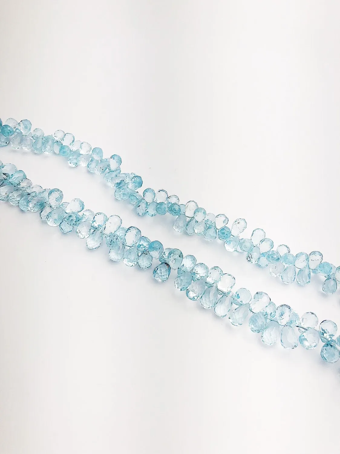 HALF OFF SALE - Sky Quartz Faceted Drop Gemstone Beads, Full Strand, Semi Precious Gemstone, 8"