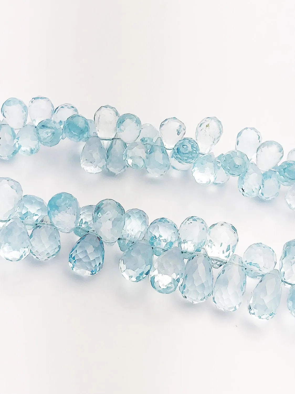 HALF OFF SALE - Sky Quartz Faceted Drop Gemstone Beads, Full Strand, Semi Precious Gemstone, 8"