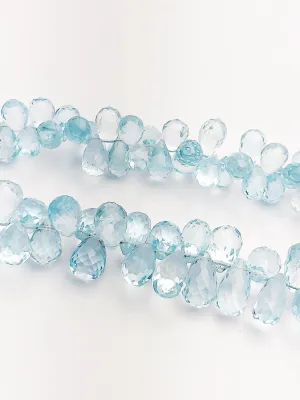 HALF OFF SALE - Sky Quartz Faceted Drop Gemstone Beads, Full Strand, Semi Precious Gemstone, 8"