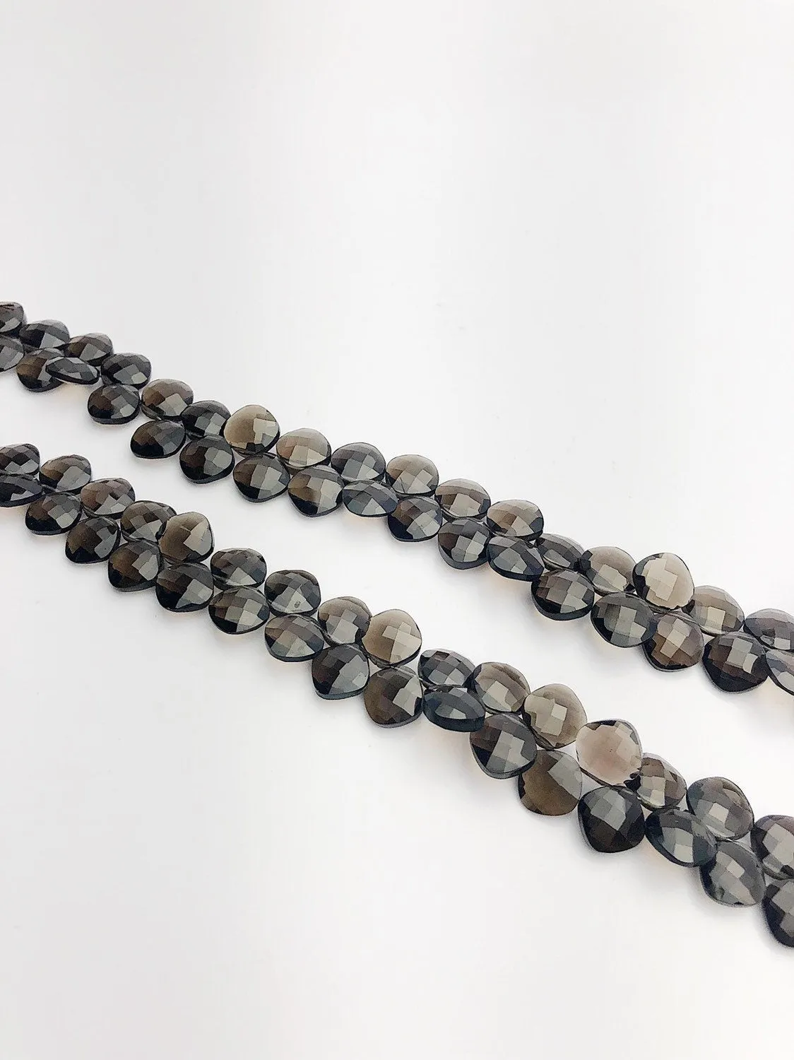 HALF OFF SALE - Smoky Quartz Flat Faceted Round Gemstone Beads, Full Strand, Semi Precious Gemstone, 8"