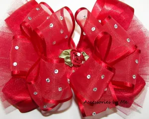 High Glitz Red Organza Tutu Hair Bow