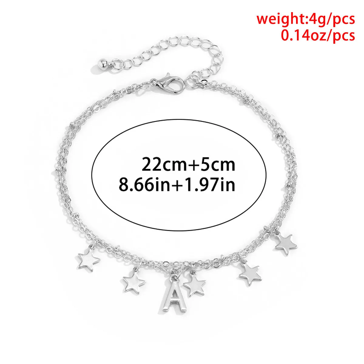 Hip-hop Tassel Letter Star Anklet Trendy Temperament