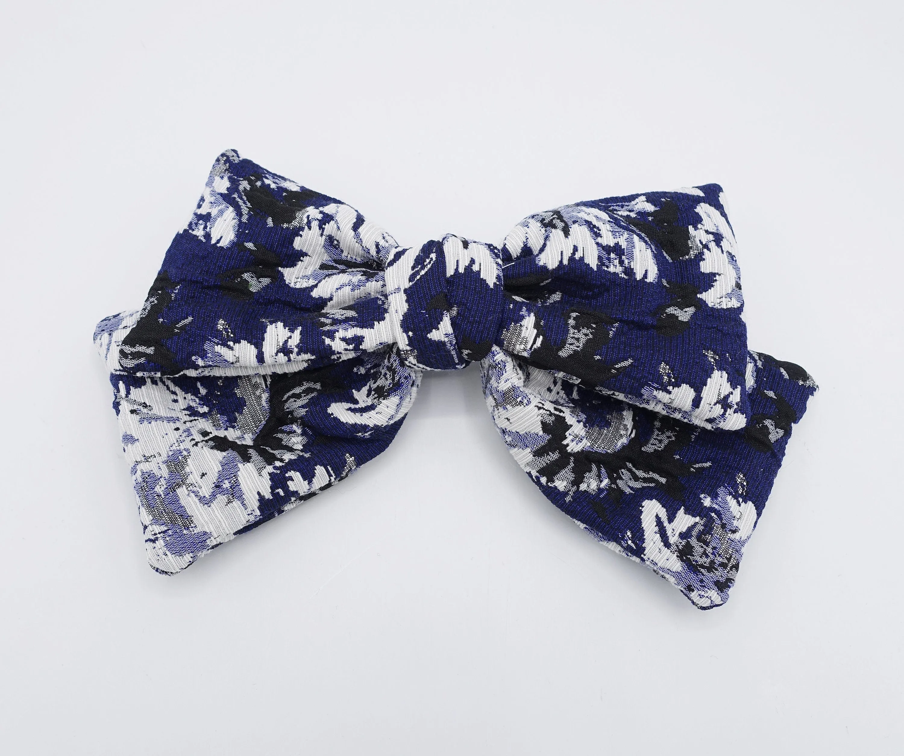 jacquard hair bow, floral hair bow for women