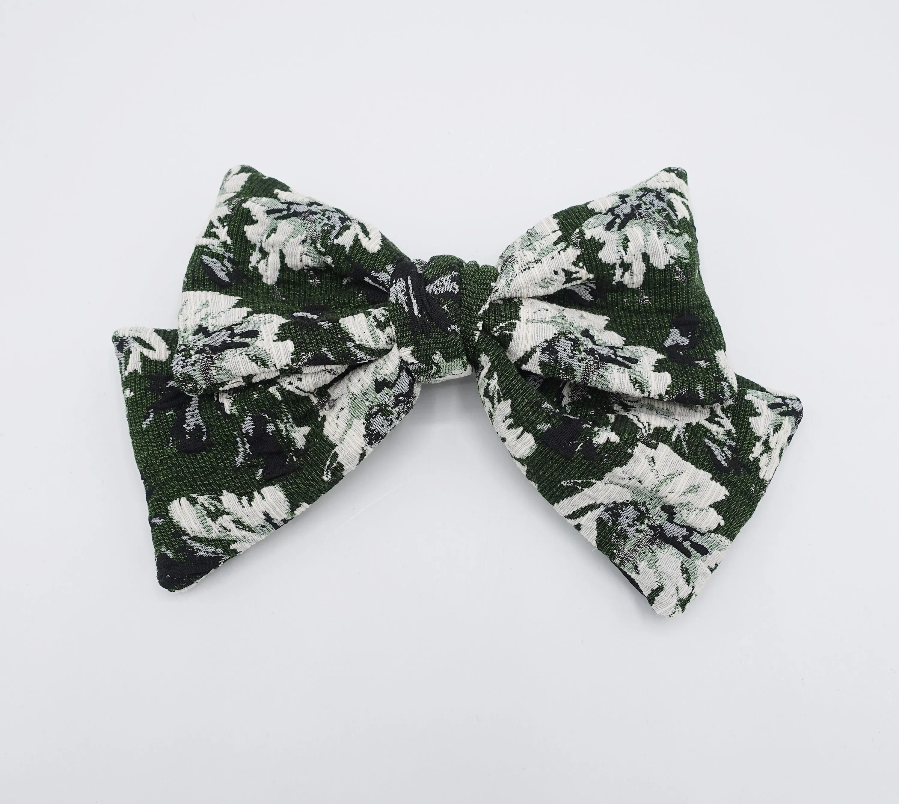 jacquard hair bow, floral hair bow for women