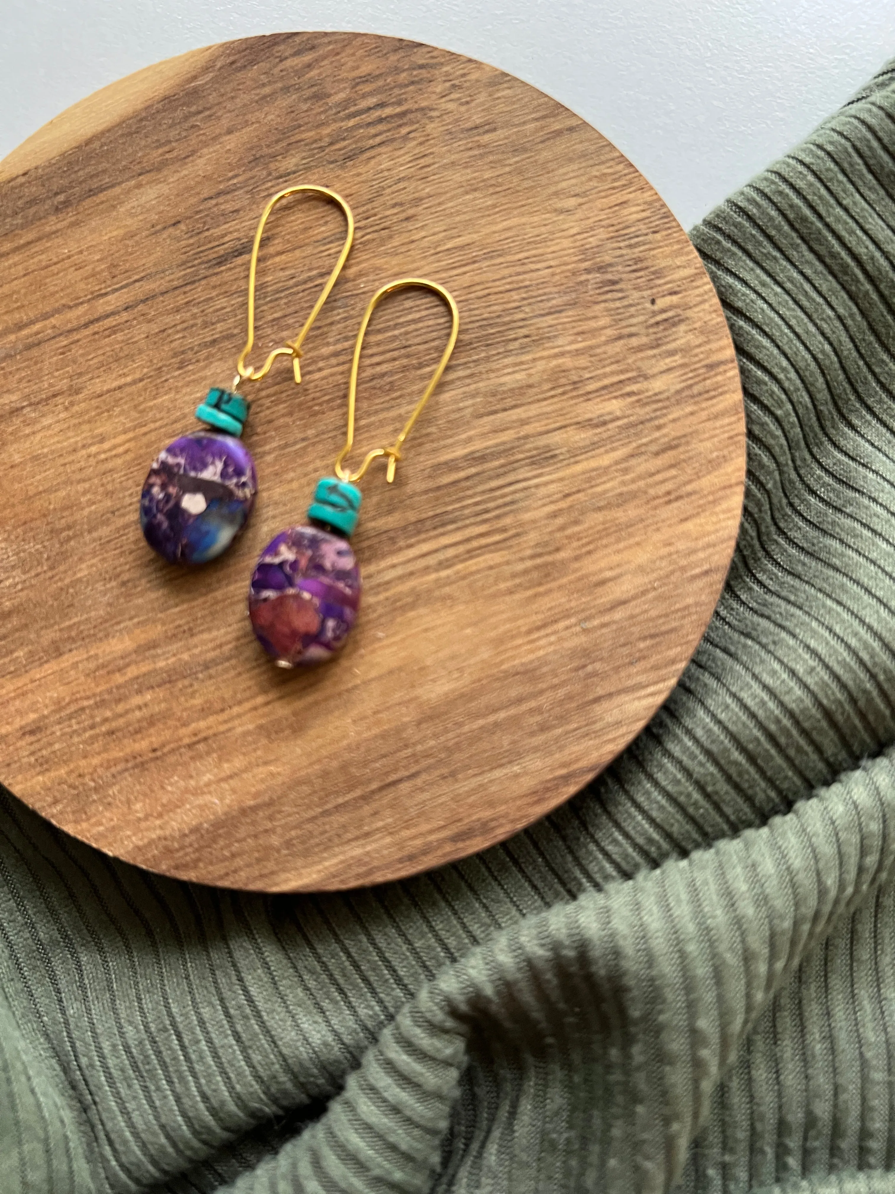 Jane | Ocean Jasper   Turquoise Earrings