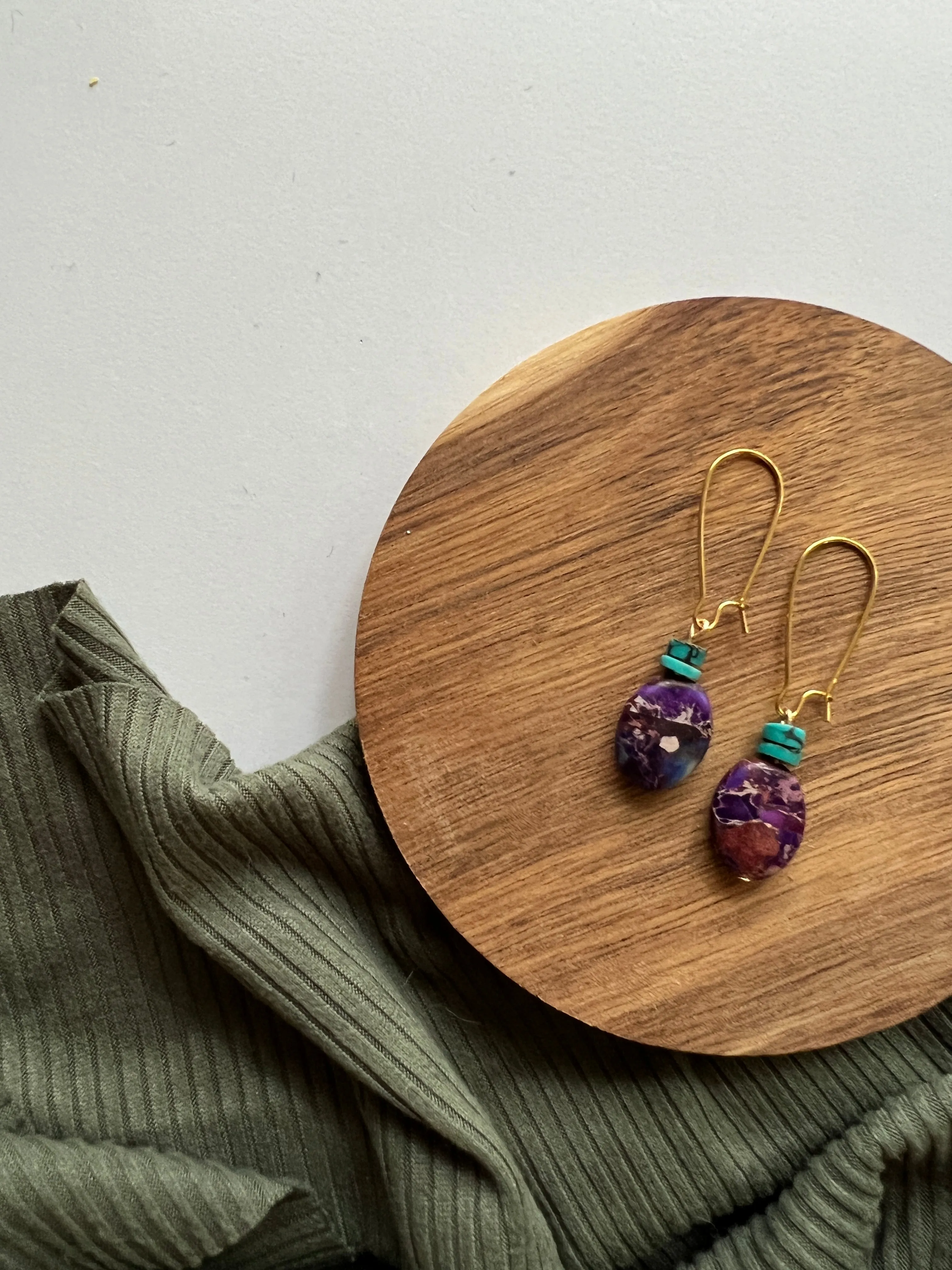 Jane | Ocean Jasper   Turquoise Earrings