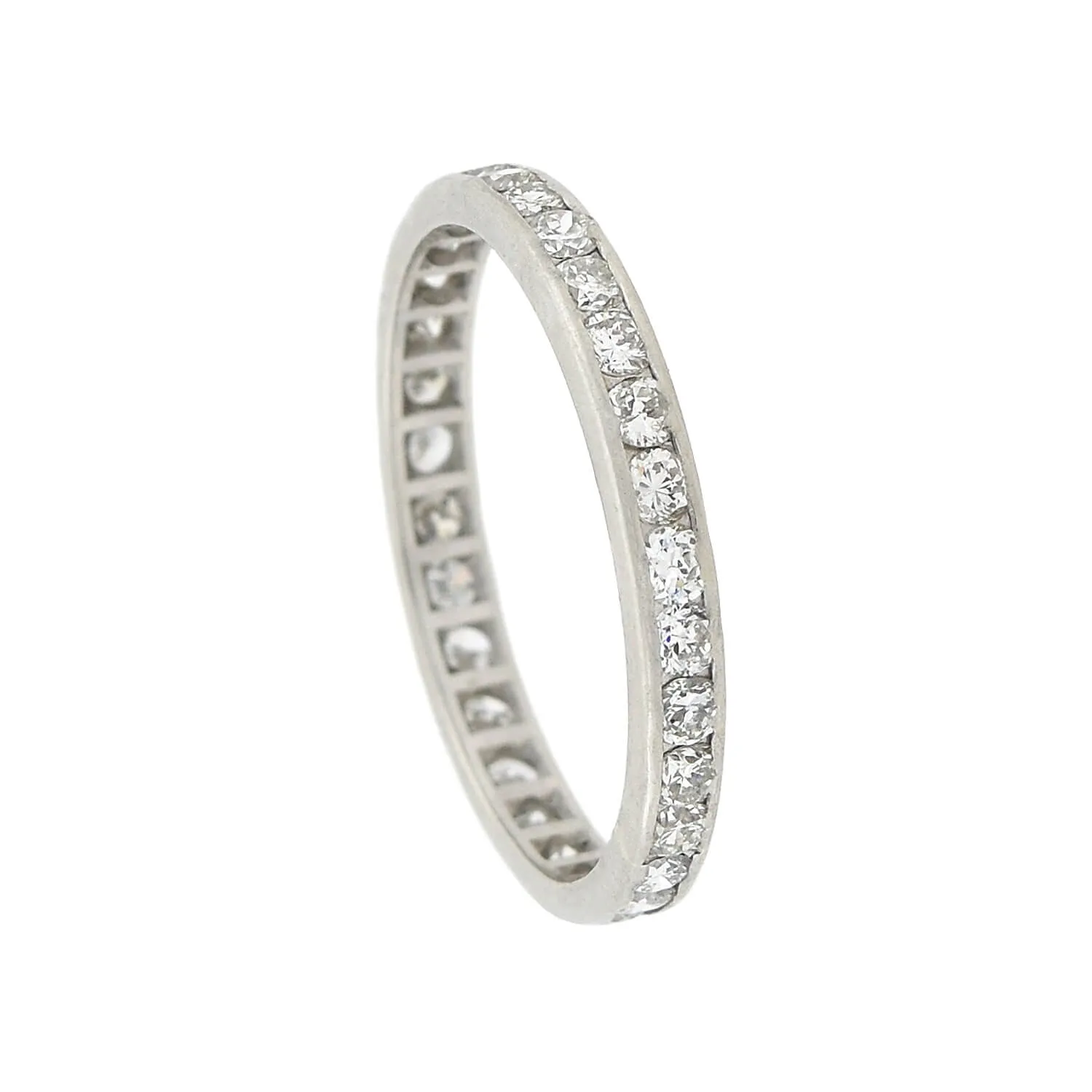 Late Art Deco Platinum Diamond Eternity Band 1ctw