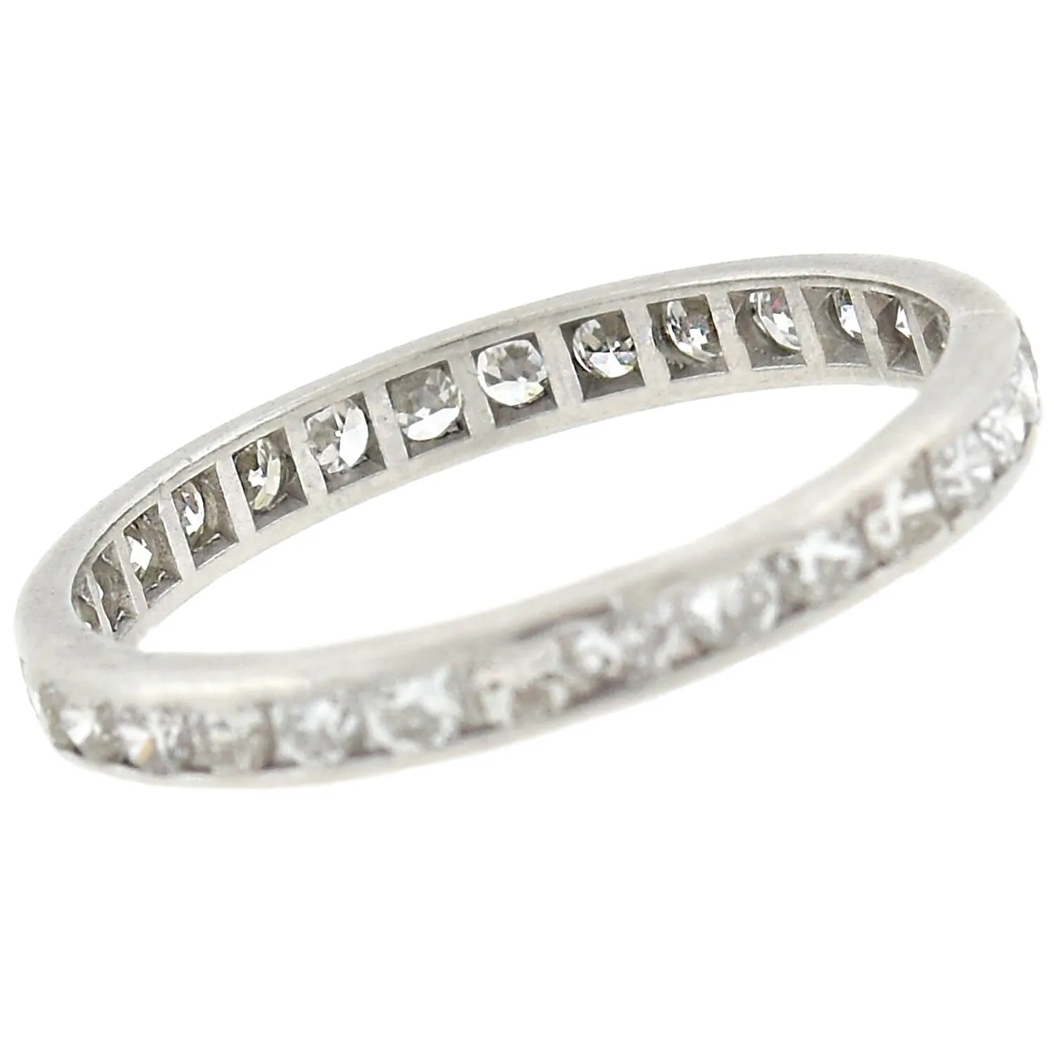 Late Art Deco Platinum Diamond Eternity Band 1ctw