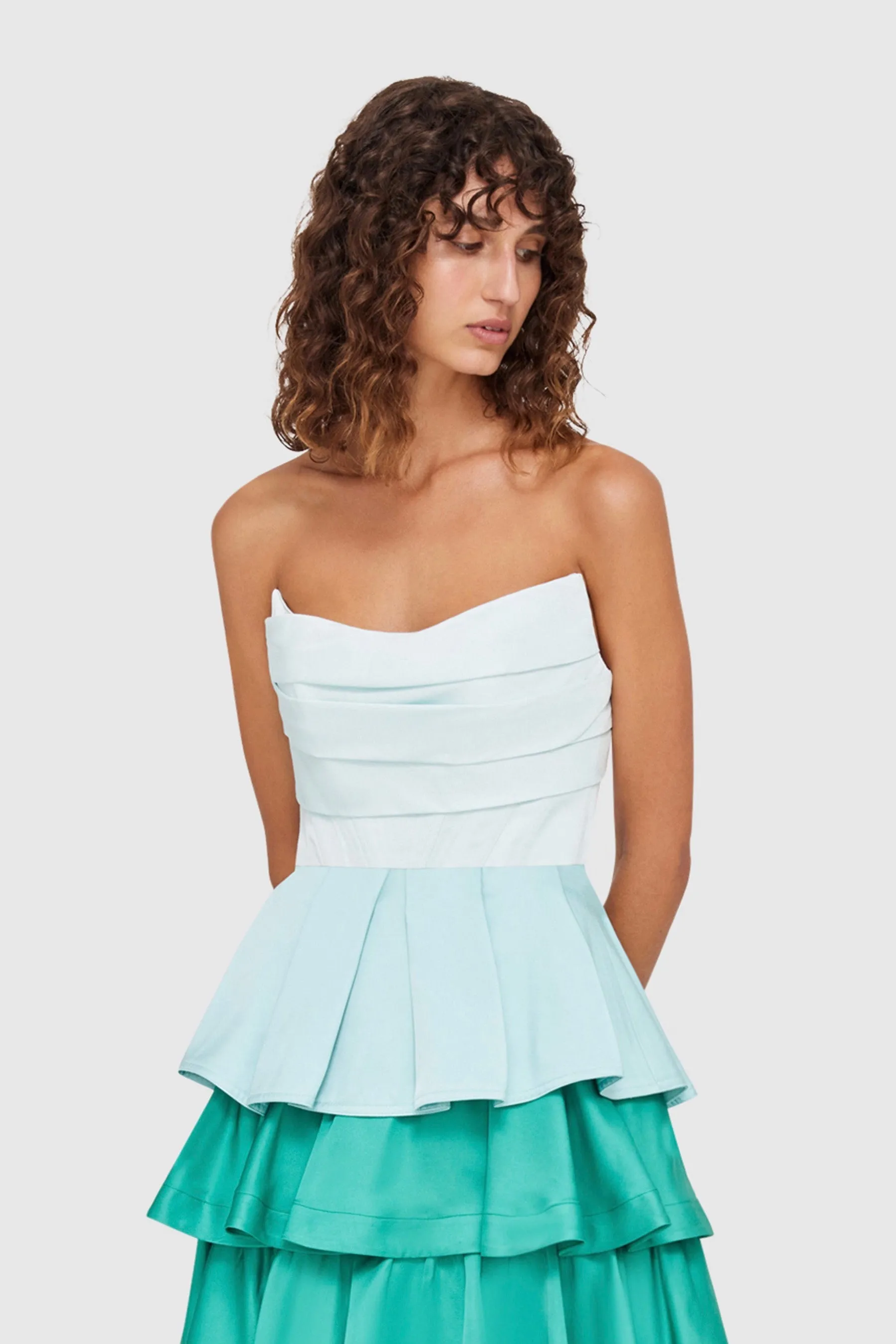 Leo Lin Jade Bustier Top - Green/Blue