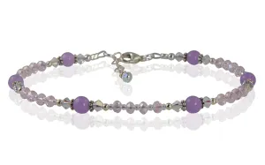 Lilac Purple Crystal Beaded Anklet