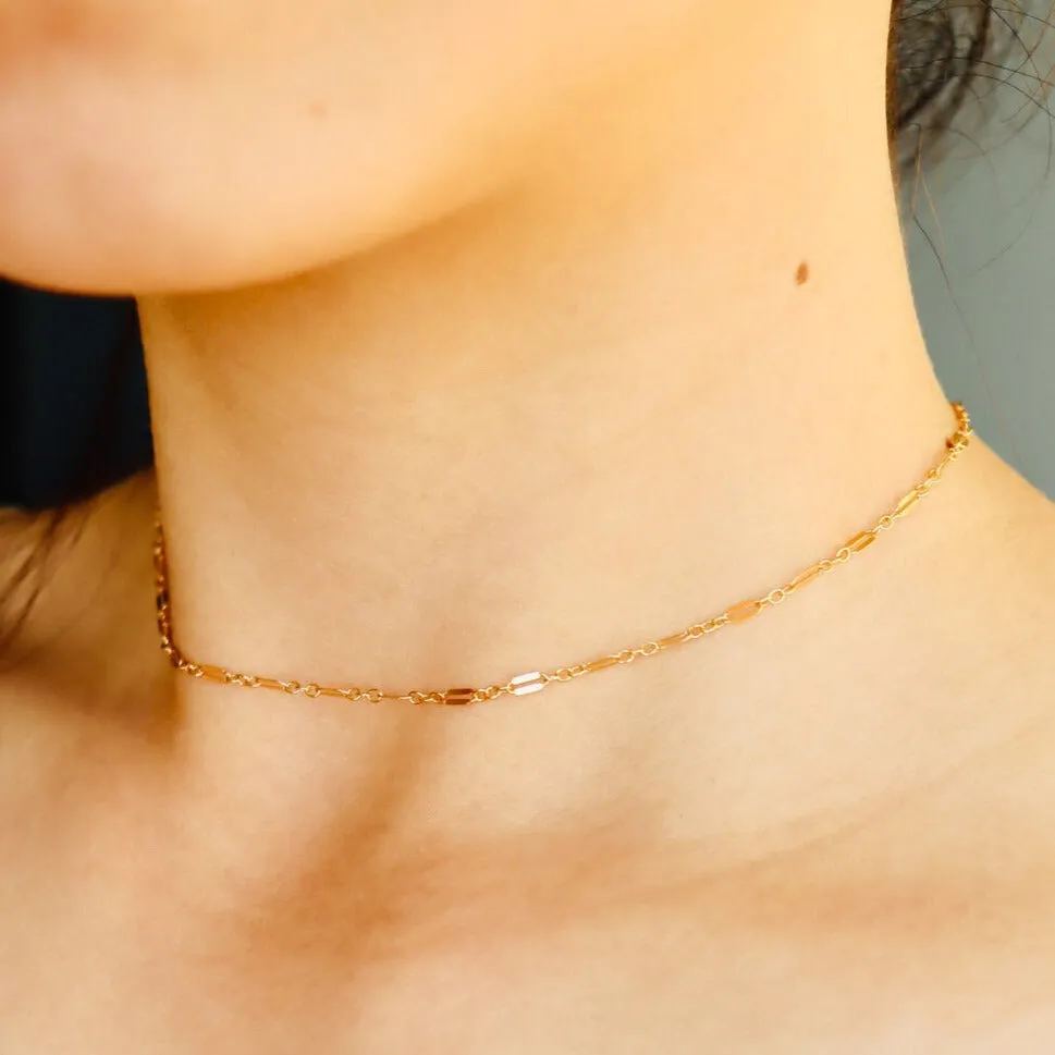 Luna Sequin Gold Chain Choker Necklace