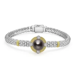 Luna Tahitian Black Pearl Diamond Caviar Bracelet | 6mm