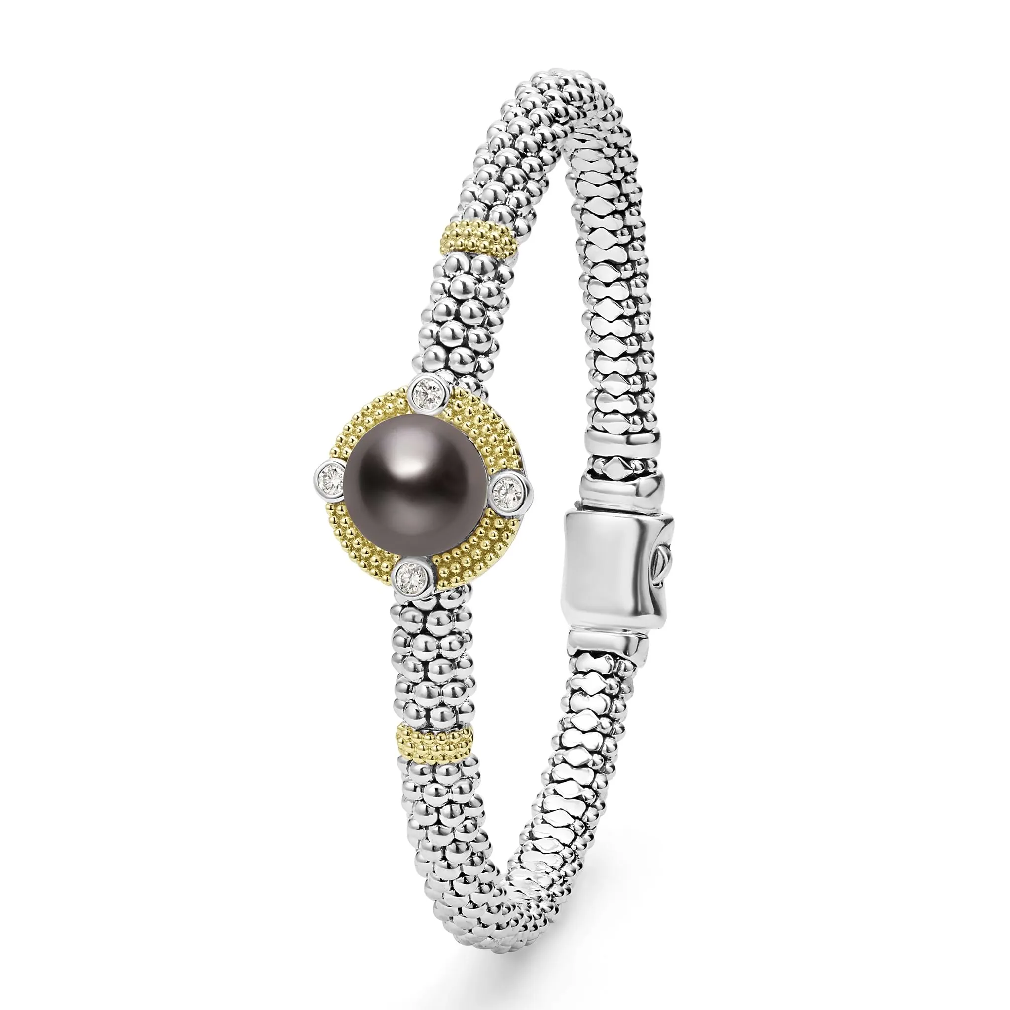 Luna Tahitian Black Pearl Diamond Caviar Bracelet | 6mm