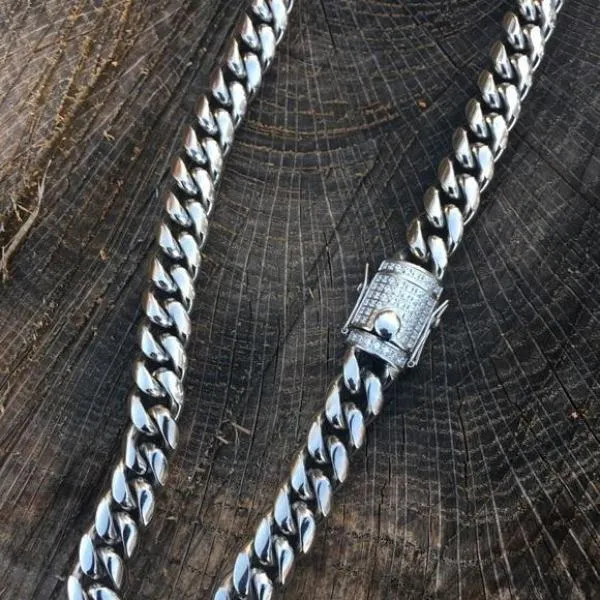 Men’s Chunky Cuban Link Diamond Lock Chain