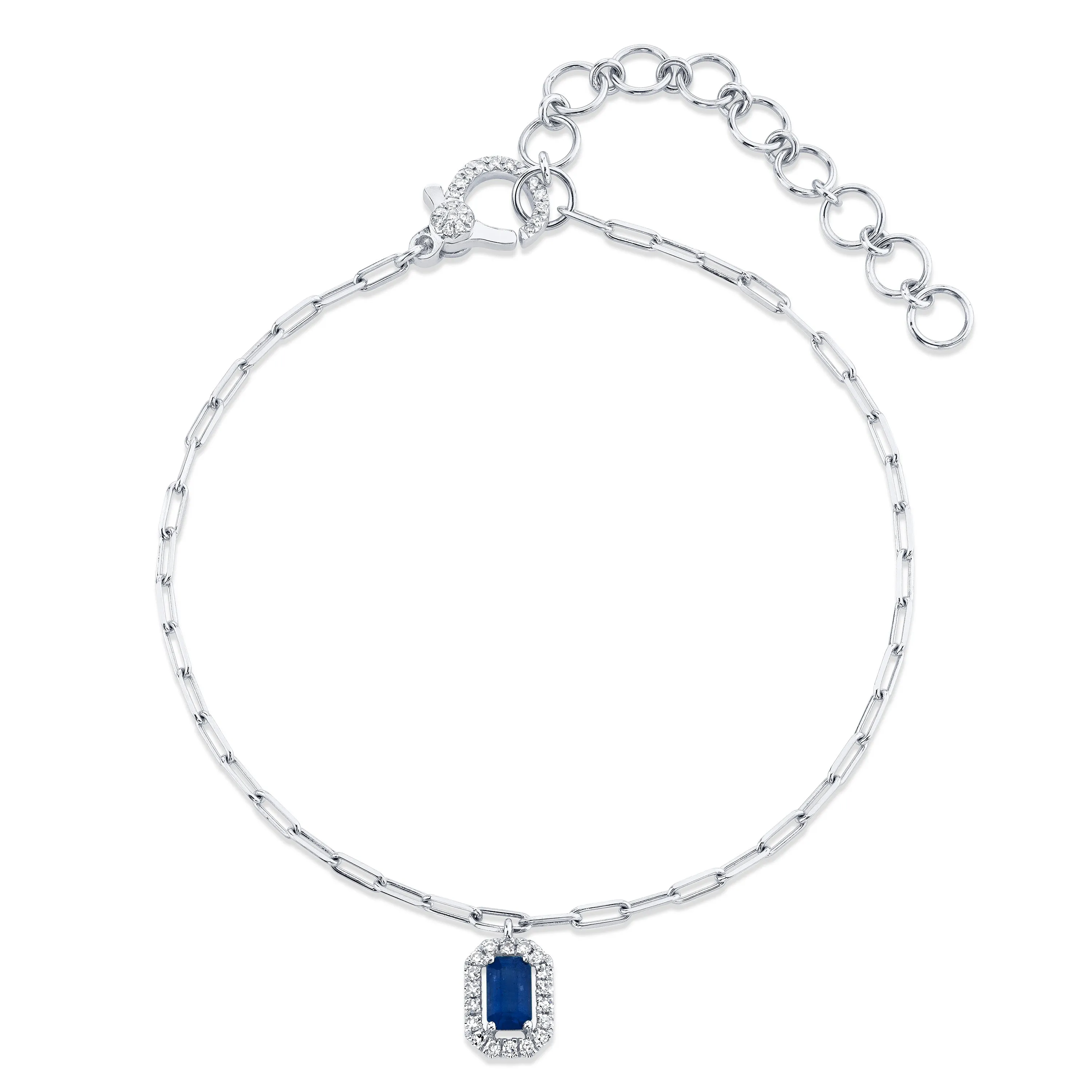 MINI ME BLUE SAPPHIRE & DIAMOND HALO DROP ANKLET