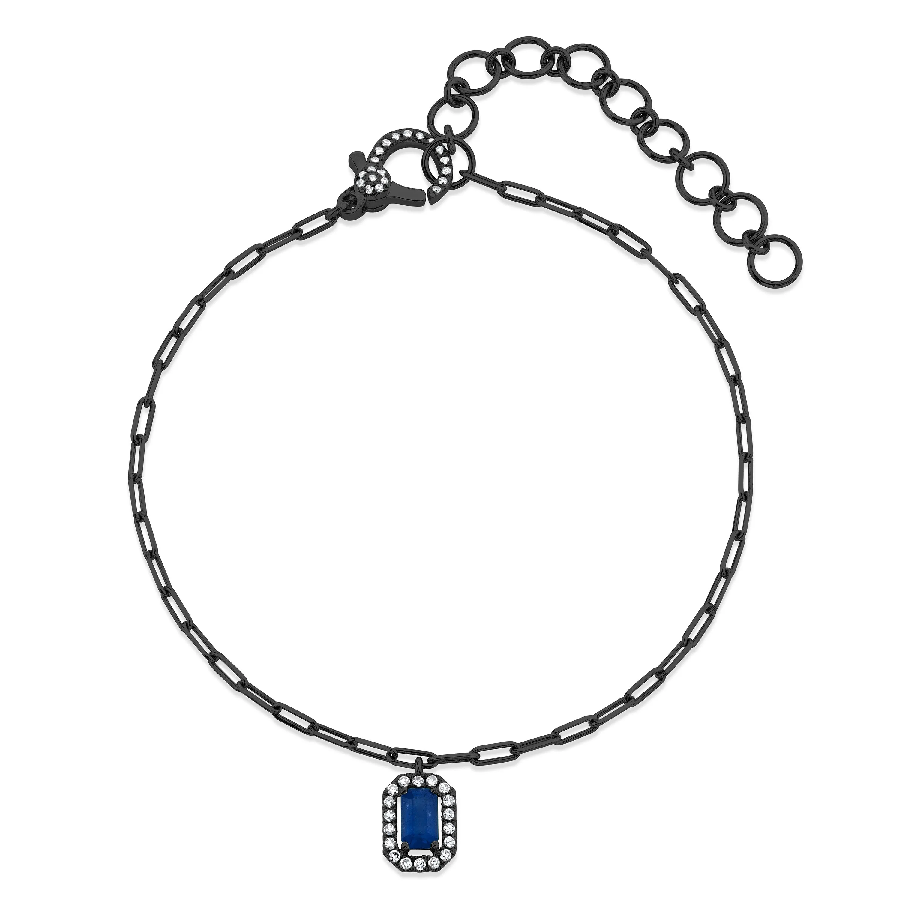 MINI ME BLUE SAPPHIRE & DIAMOND HALO DROP ANKLET