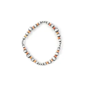 Multi Size Navajo Pearl Stretch Bracelet - Orange Spiny Oyster