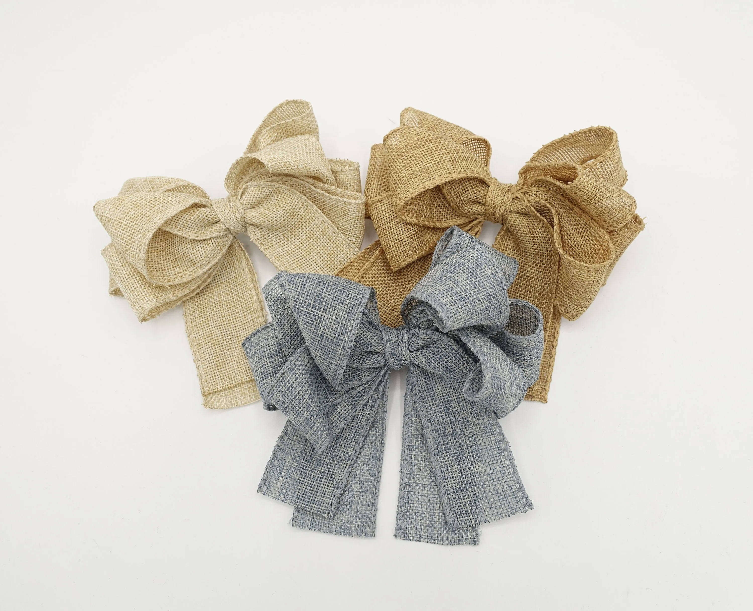 natural hair bow jute blend Spring Summer twin hair bow accessory for women