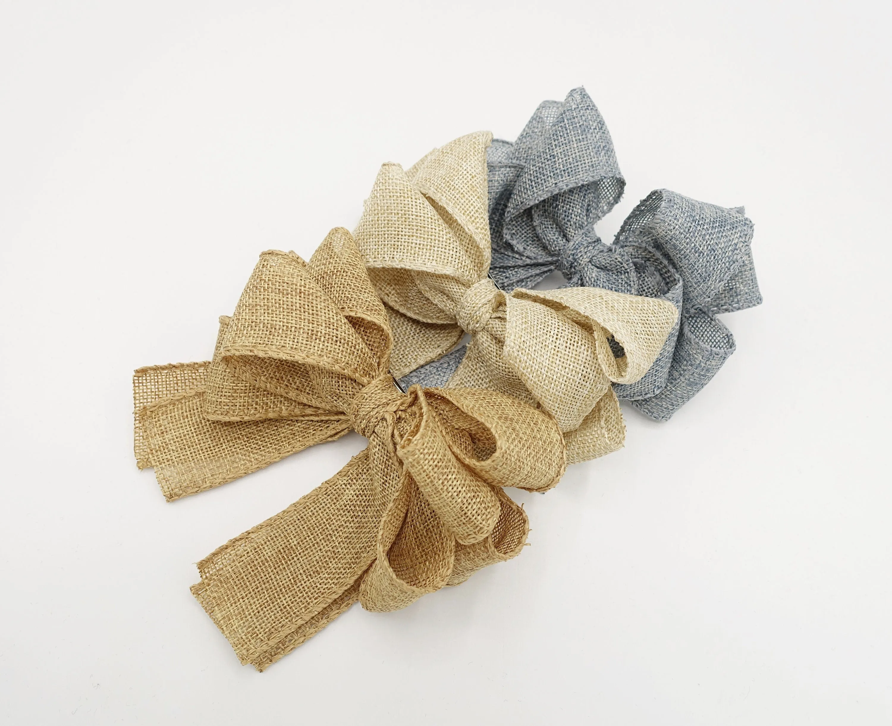 natural hair bow jute blend Spring Summer twin hair bow accessory for women