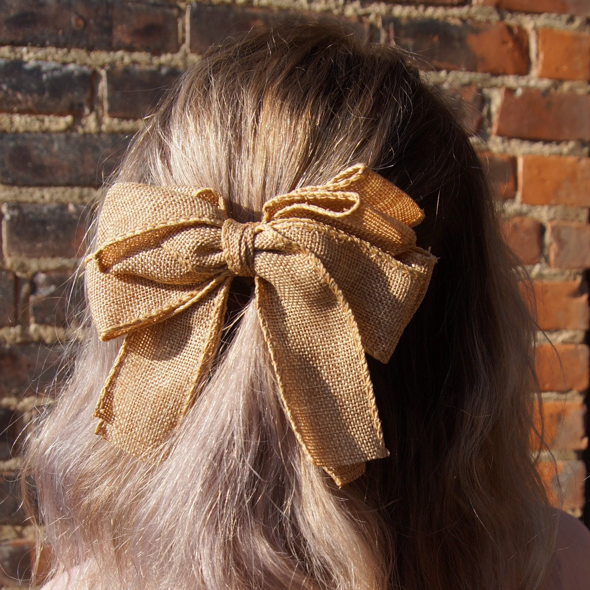 natural hair bow jute blend Spring Summer twin hair bow accessory for women