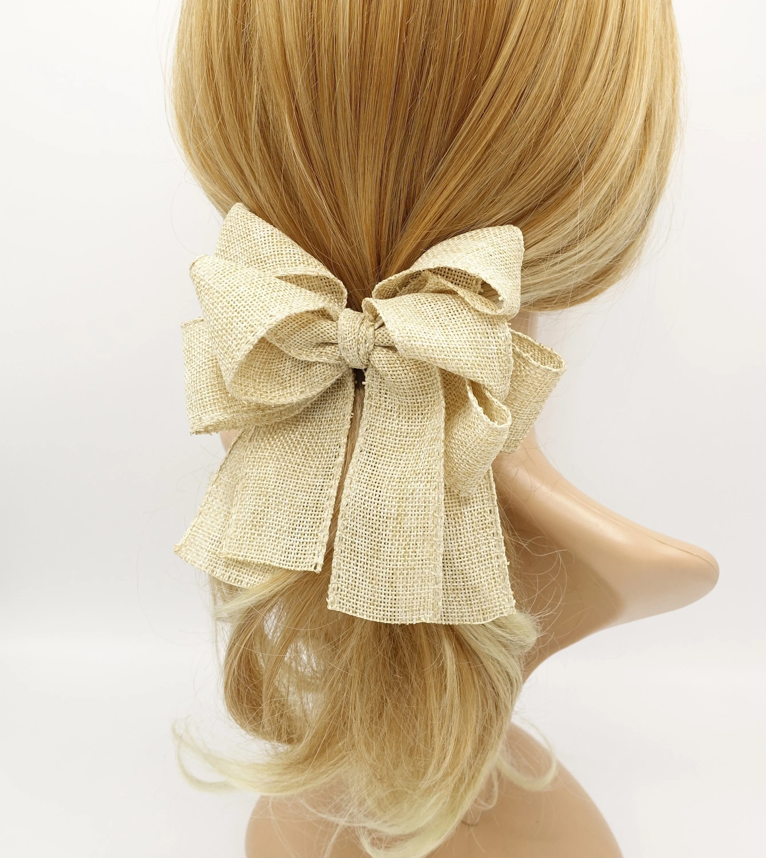 natural hair bow jute blend Spring Summer twin hair bow accessory for women