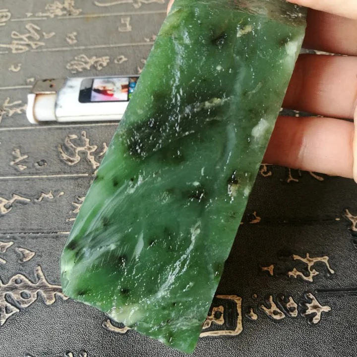 Natural Kunlun Jade Rough Nephrite Raw (281g, 11X4.5X2.5cm)