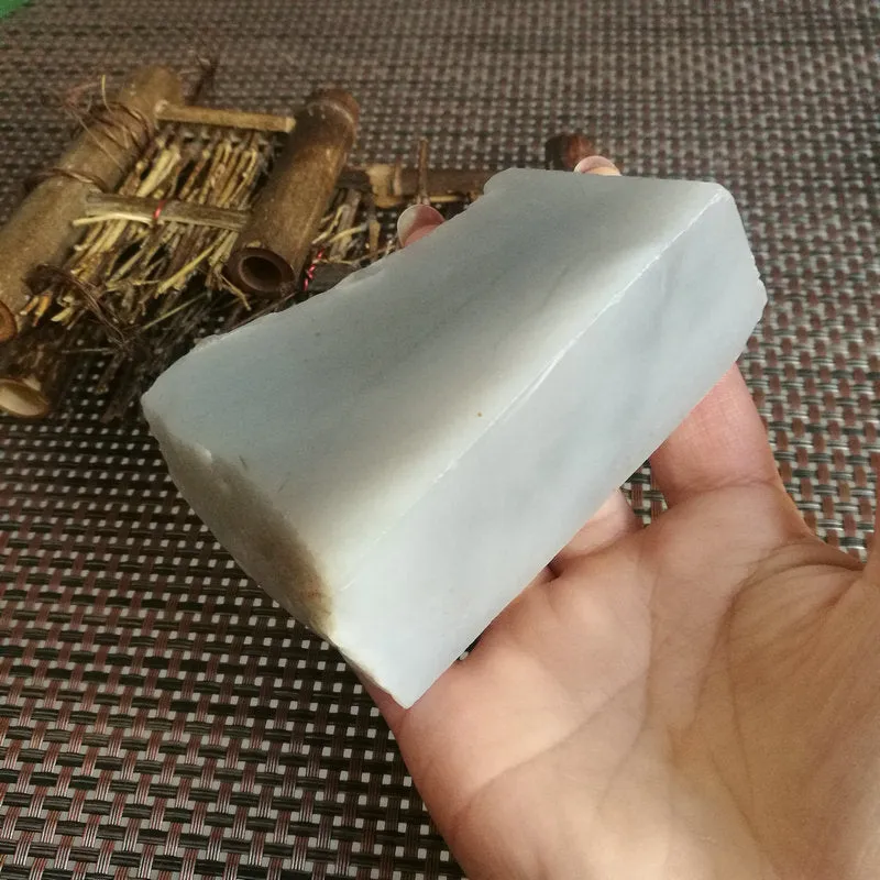 Natural Kunlun Jade Rough Nephrite Raw (338g,8X6X3.9cm)