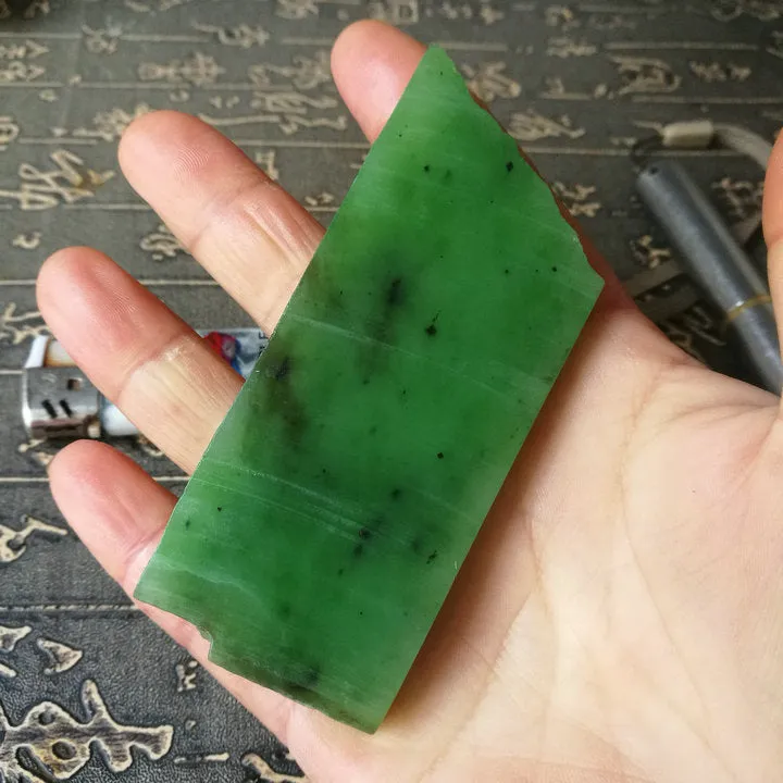 Natural Kunlun Jade Rough Nephrite Raw (59g, 8X3.7X0.7cm)