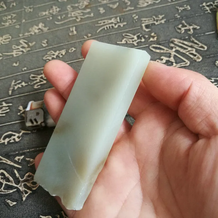 Natural Kunlun Jade Rough Nephrite Raw (76g, 8.5X3.7X0.9cm)