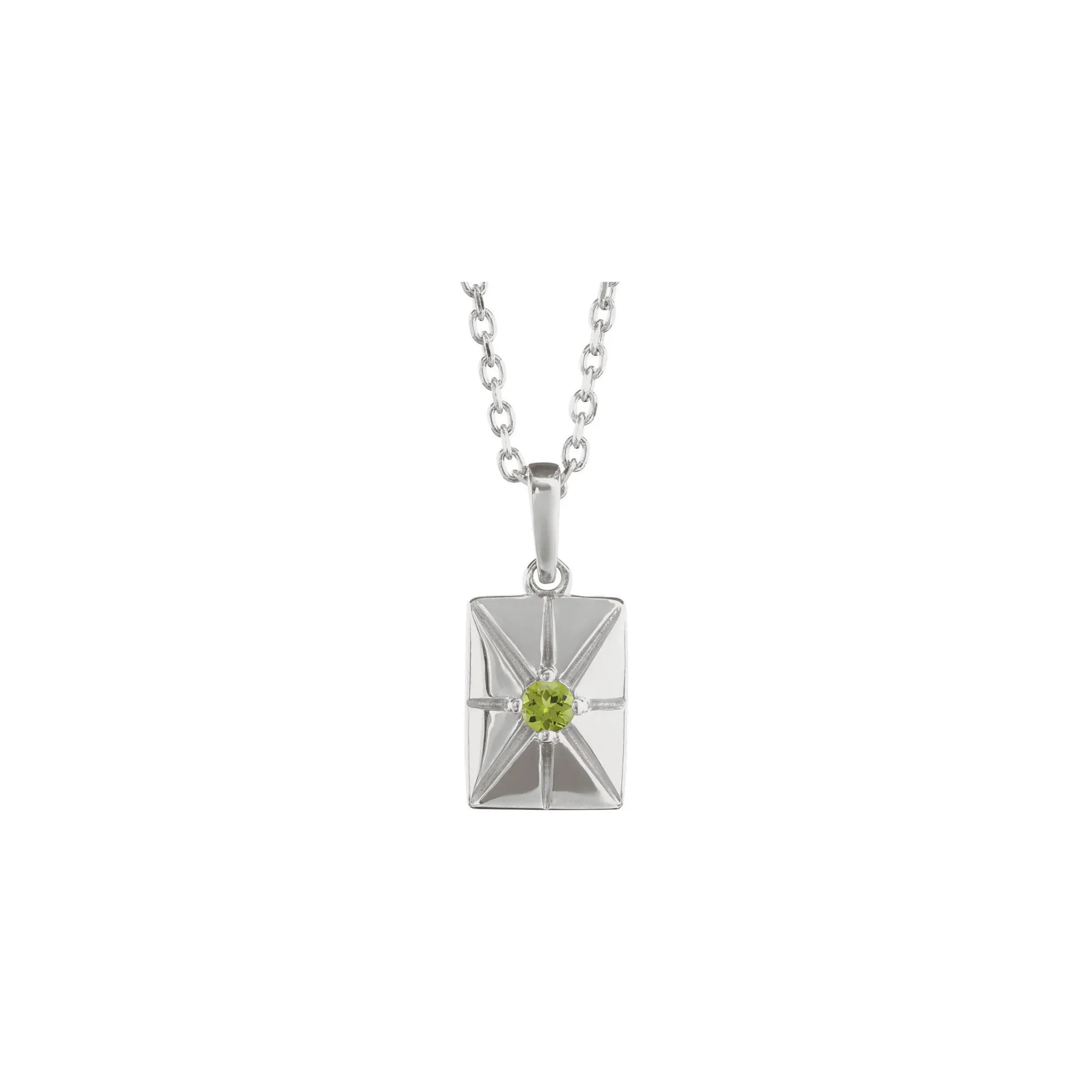 Natural Peridot Starburst Rectangular Bar Pendant