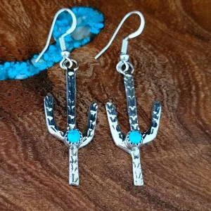 Navajo Made Turquoise Saguaro Cactus Earrings BB-ERN-0021