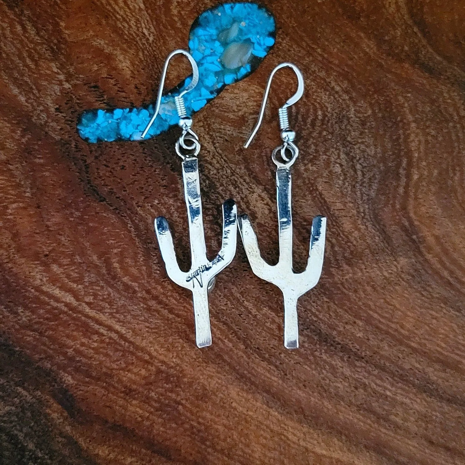 Navajo Made Turquoise Saguaro Cactus Earrings BB-ERN-0021