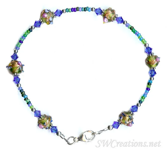 Ocean Splash Sapphire Crystal Anklet