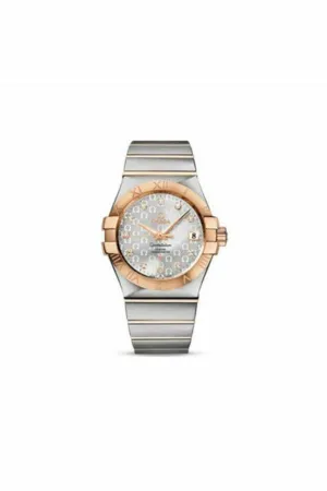 omega constellation stainless steel & 18kt rose gold 35mm ladies watch