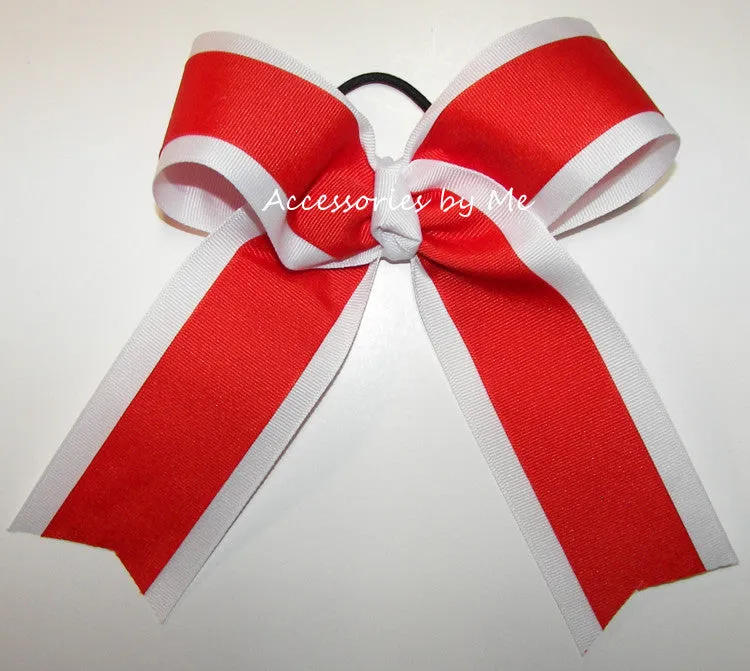 Orange White Ponytail Cheer Bow