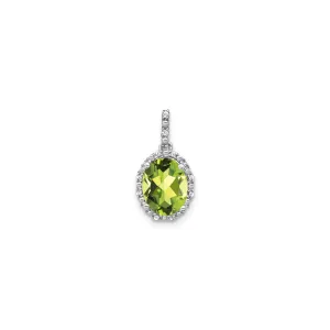 Oval Peridot Diamond Halo Pendant (14K)