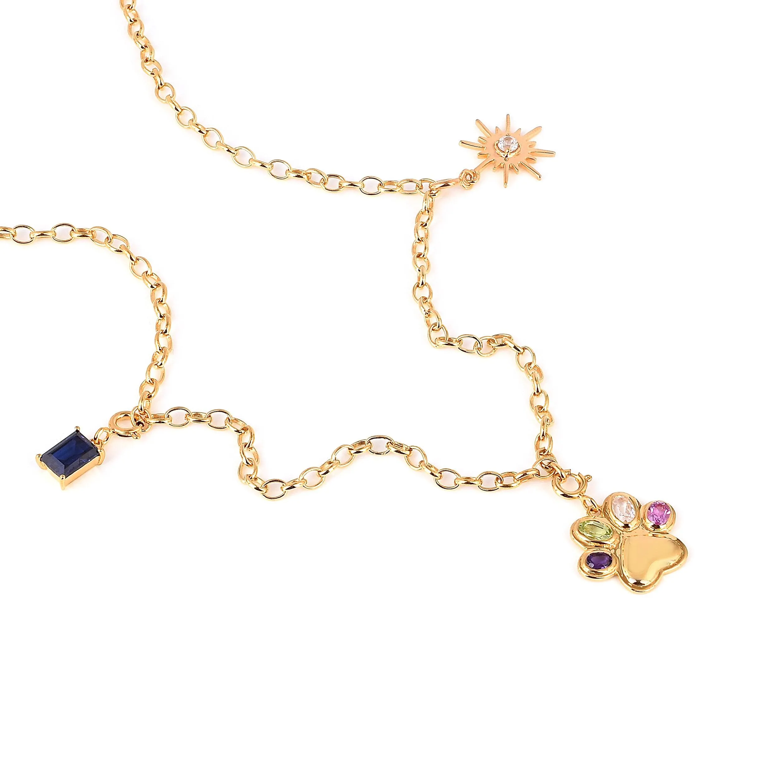 Paw Charm Necklace 18K Gold Over Silver