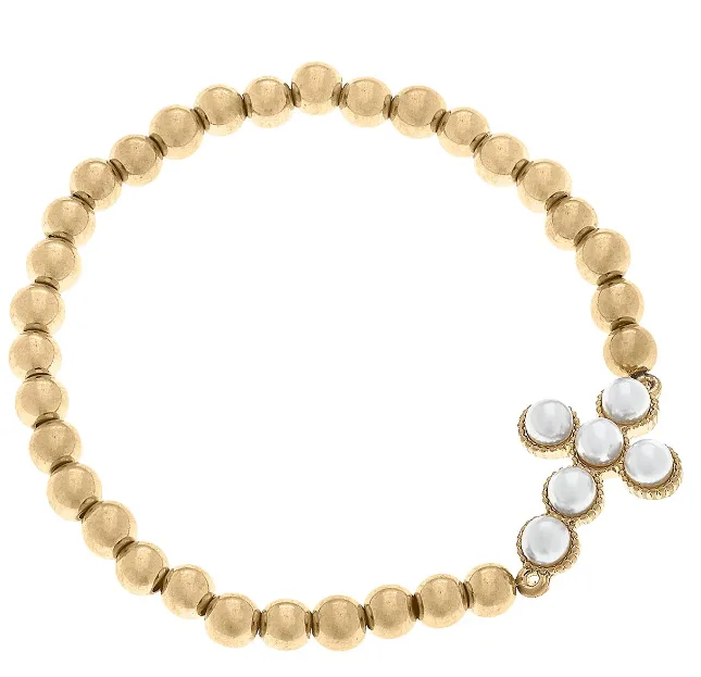 Pearl Cross Stretch Bracelet