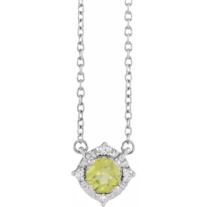 Peridot Necklace with Diamond Halo