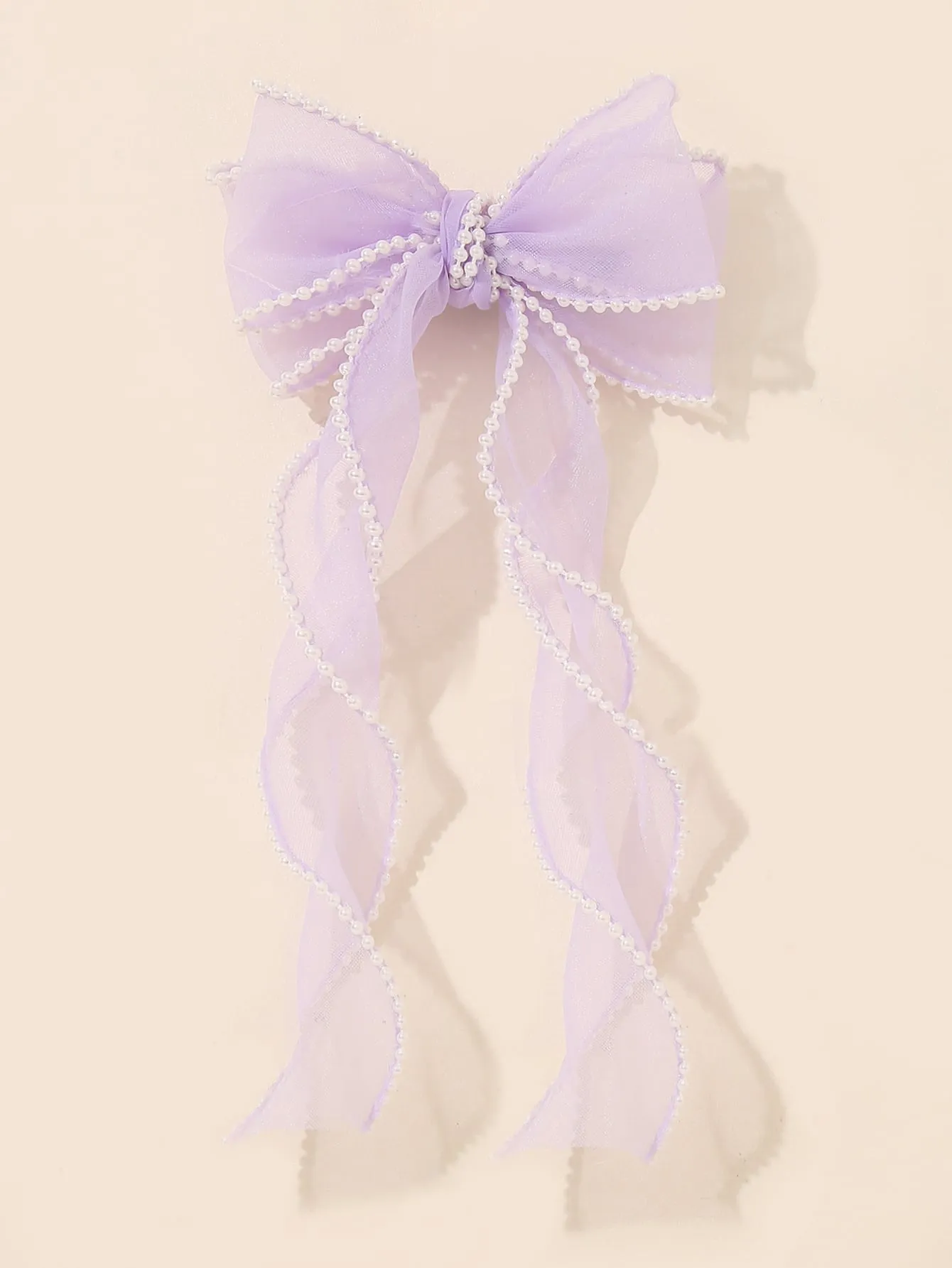 Pink Pearl Detail Bow Decor Hair Clip for Women Barrette Styling Hair