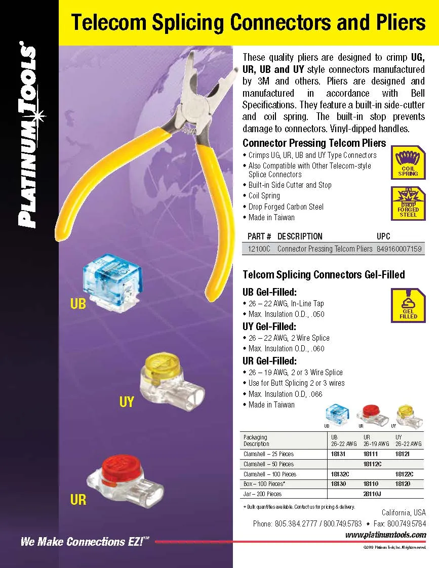 Platinum Tools 18132C Telcom Splicing Connectors - Gel Filled 22-26 AWG 100pc